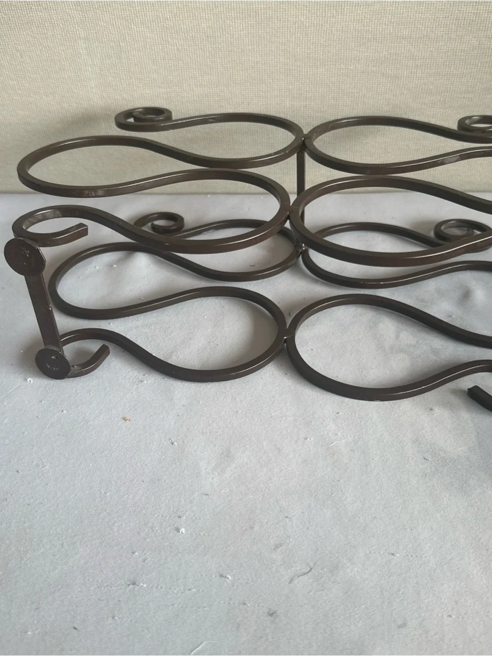 Ornate Brown Metal Wall Hook Panel - Decorative Scroll Design. 15X9 inches